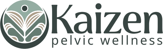 Kaizen Pelvic Wellness logo: circular emblem with a stylized plant motif next to the text 'Kaizen pelvic wellness'.
